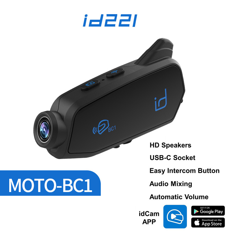 Id221 MOTO BC1 หมวกกันน็อคมอเตอร์ไซค์ กล้องบลูทูธ สื่อสาร