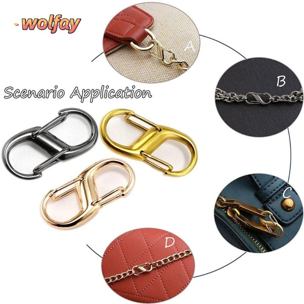 Wolfay 1/5 ชิ้นกระเป๋าโซ่ปรับหัวเข็มขัด, DIY S รูปโลหะหัวเข็มขัดคู่, ทนทานสั้น Artifact กระเป๋าที่ถอดออกได้อุปกรณ์เสริม Key ฤดูใบไม้ผลิหัวเข็มขัด