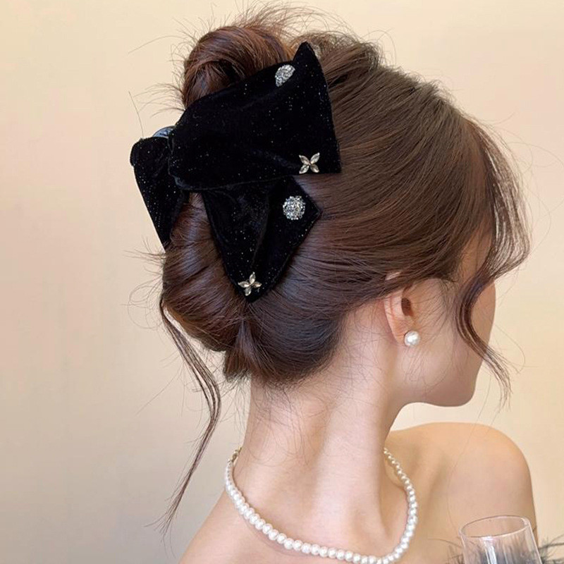 Elegant Velvet Bow Hairpin แฟชั่นเกาหลี Rhinestone กิ๊บติดผมเครื่องประดับผมสําหรับผู้หญิงs