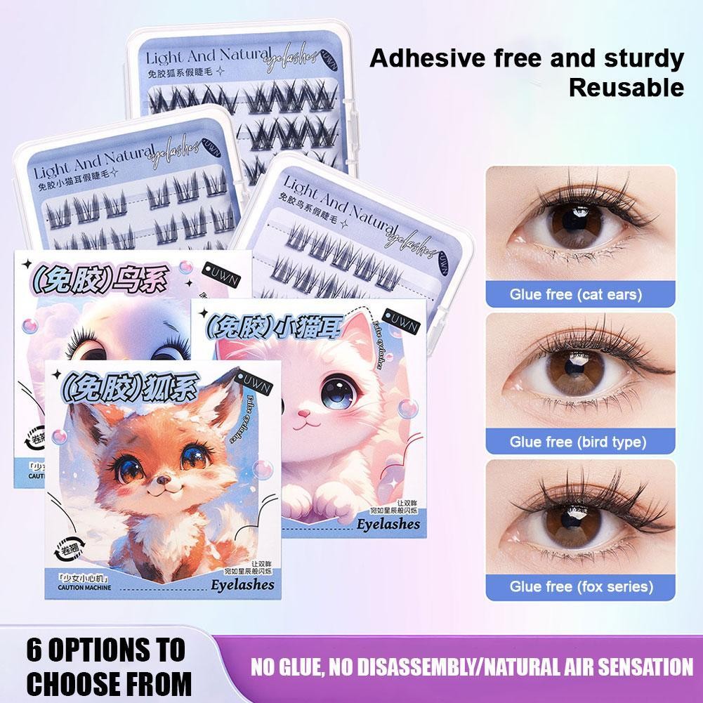 Non กาวขนตาปลอมสัตว์ Series หนา Segmented Manga Eyelashes Stem Fine Q0z4