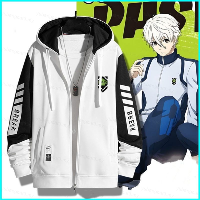 By Blue Lock Mikage Reo Isagi Yoichi Nagi Seishiro coat zipper Hoodie jacket เสื้อสเวตเตอร์ถักเสื้อกันหนาวคอสเพลย์ 3D Pullover 3