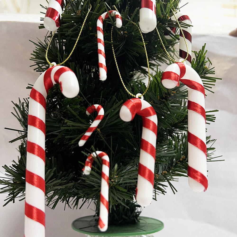 20pcs Christmas Candy Cane เครื่องประดับพลาสติก Candy Canes สําหรับงานฝีมือ Mini Candy Cane คริสต์มาสแขวนเครื่องประดับสําหรับต้นคริสต์มาสตกแต่งบ้าน (น่ารักสไตล์, 20 ชิ้น)