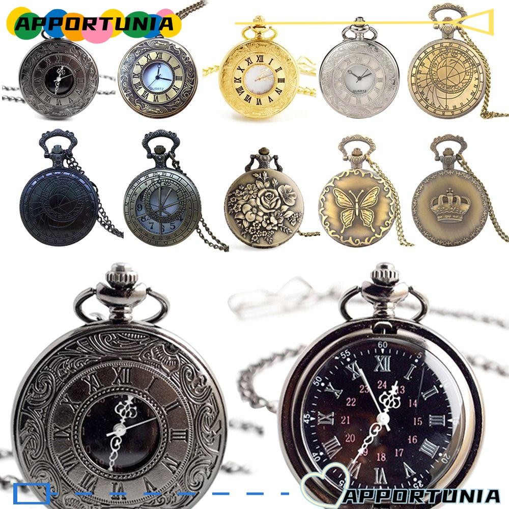 Apportunia Fob นาฬิกา Flip Quartz Vintage Steampunk
