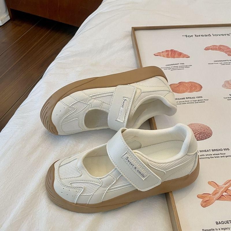 💥Velcro Mary Jane รองเท้าเดี่ยวผู้หญิง 2024 ฤดูใบไม้ร่วงใหม่สไตล์ Breathable ตาข่าย Original รองเท้าแตะ Niche All-Match รองเท้าลําลอง