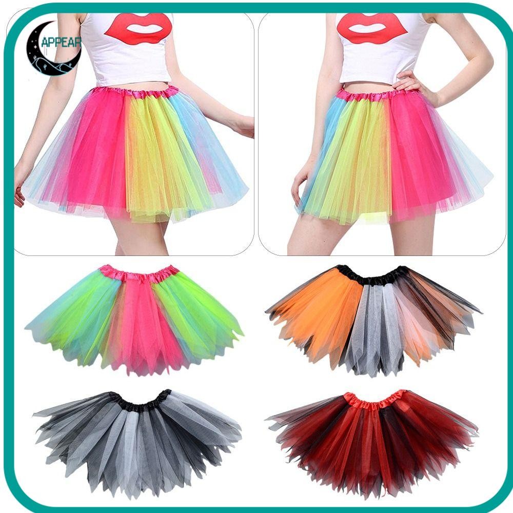 กระโปรงตูตู APPEAR, กระโปรงชั้นในเต้นรํา Tulleสีรุ้ง, ตาข่ายฤดูร้อนกระโปรงบัลเล่ต์สีสันสดใส Baby