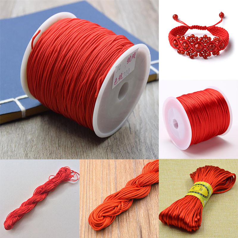 0.4 มม./0.8 มม./1.0 มม./1.5 มม./2.5 มม.สายไนลอน Knotting Beading String สร้อยข้อมือ Macrame Rattail เชือกเครื่องประดับ DIY