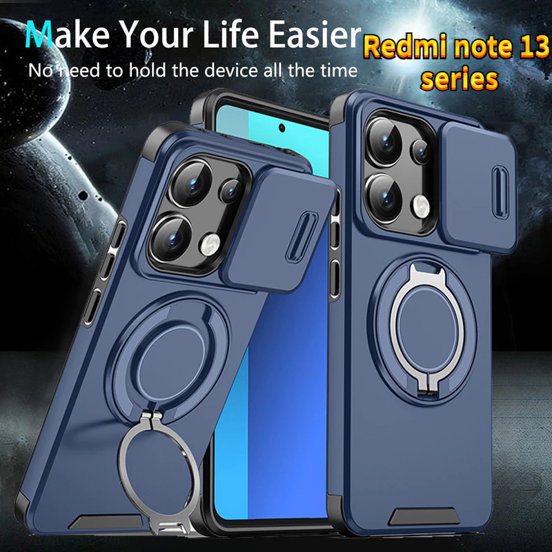 กันกระแทก Push Window สําหรับ Redmi หมายเหตุ 13 Pro Plus Note13 4G 5G 2024 หรูหราแม่เหล็กสําหรับ Redmi Note13Pro Note13ProPlus Note13Pro + ขาตั้งป้องกันกลับกรณี