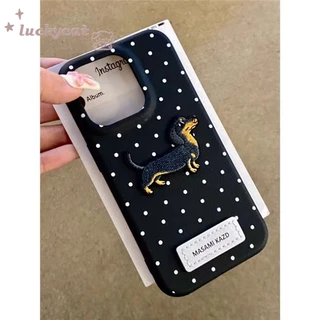 Iphone 16 15 14 13 12 11 Pro Max X Xr Xs Max 7 8 Plus SE2020 เคสโทรศัพท์ 3D DIY การ์ตูนน่ารักสุนัขสีลูกกวาด DotsSoft หนังปกหลัง