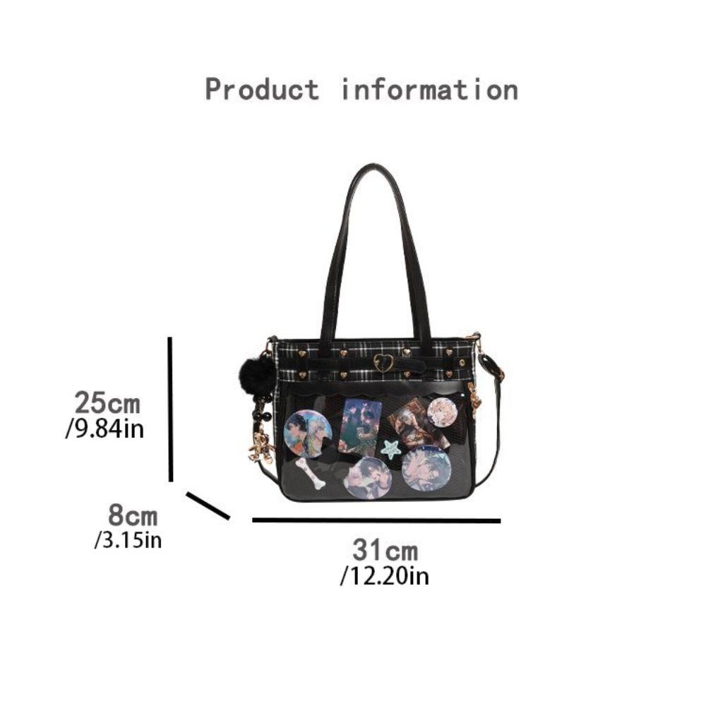 Lilyes การ์ตูนอะนิเมะ Itabag, Y2K ความจุขนาดใหญ่ JK Crossbody กระเป๋า, กระเป๋าเป้สะพายหลังหวาน Kawaii ตุ๊กตาป้ายจอแสดงผลกระเป๋าสะพายโปร่งใสของขวัญวันเกิด