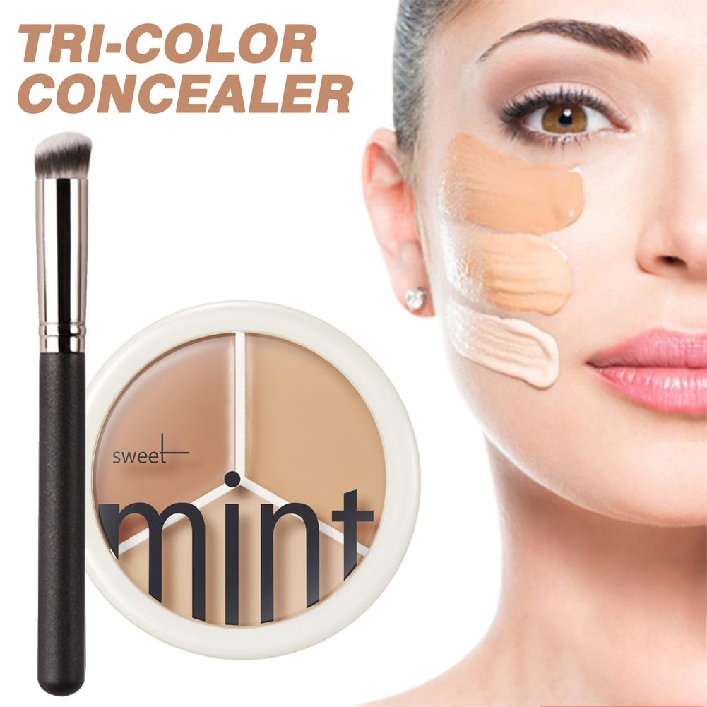 จานสีคอนซีลเลอร์สามสีของครอบคลุมความหมองคล้ําใบหน้าแต่งหน้ายาวนานเครื่องสําอางใบหน้า