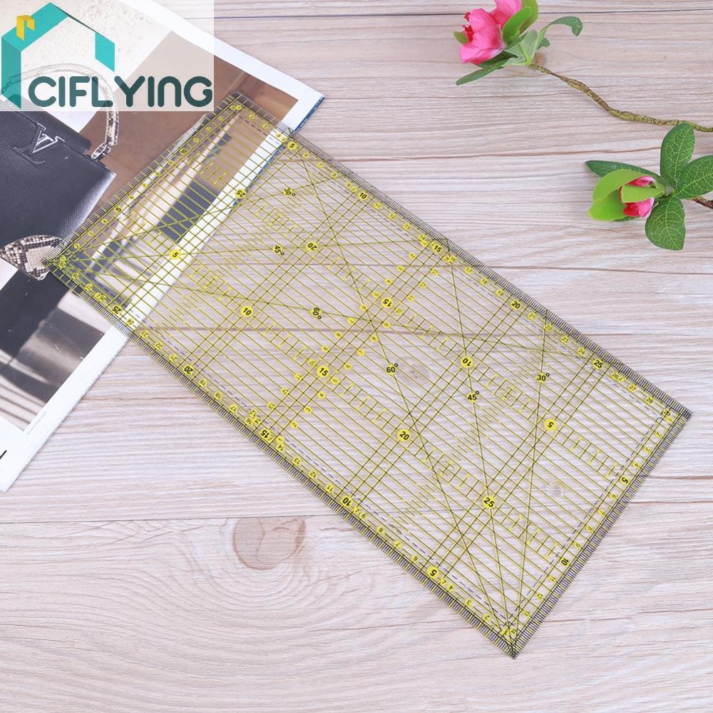Diy ไม้บรรทัดใส 30x15 ซม. ไม้บรรทัดผ้าเย็บปะติดปะต่อกันพร้อมเส้นตารางสําหรับการออกแบบเสื้อผ้า [Ciflying.th]