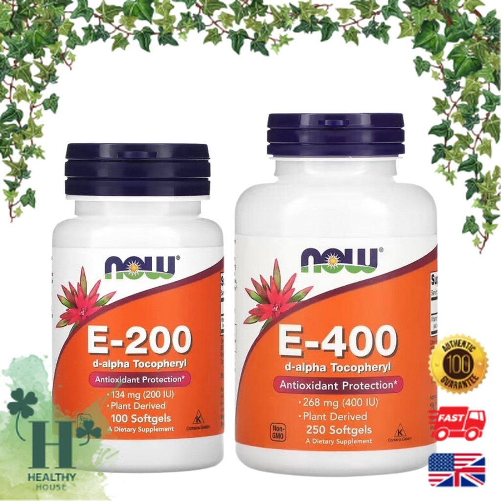 พร้อมส่ง NOW Foods E-200 134 mg (200 IU) E-400 268 mg (400 IU) วิตามินอี Mixed Tocopherols
