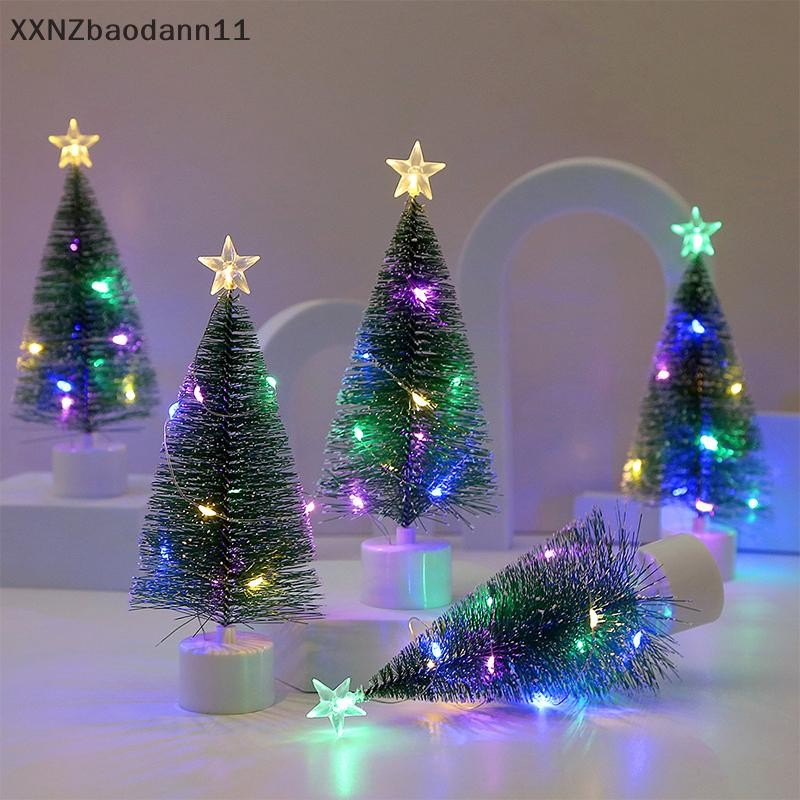 Xnz 2023 ใหม่Luminous Mini Christmas Treesที่สวยงามขนาดเล็กประดิษฐ์Xmasต้นไม้ตกแต่งโต๊ะคริสต์มาสตกแต่งบ้านMHF