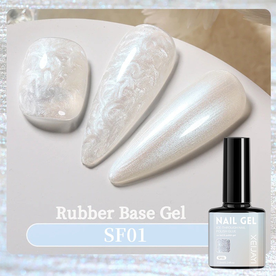 XEIJAYI Rubber Base Gel SF01 ซาติน ลายไข่มุก เนื้อออโรร่า 7.3ml -wenailsth