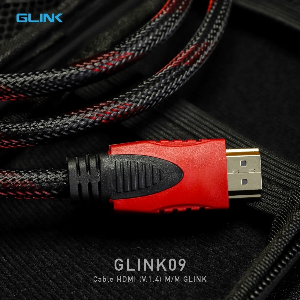 🛵มีส่งด่วน💨 GLINK GLINK09 HDTV-CABLE HDMI 1.5M VERSION 1.4 4K 24Hz สายถักดำ-แดง ความยาว 1.5 เมตร