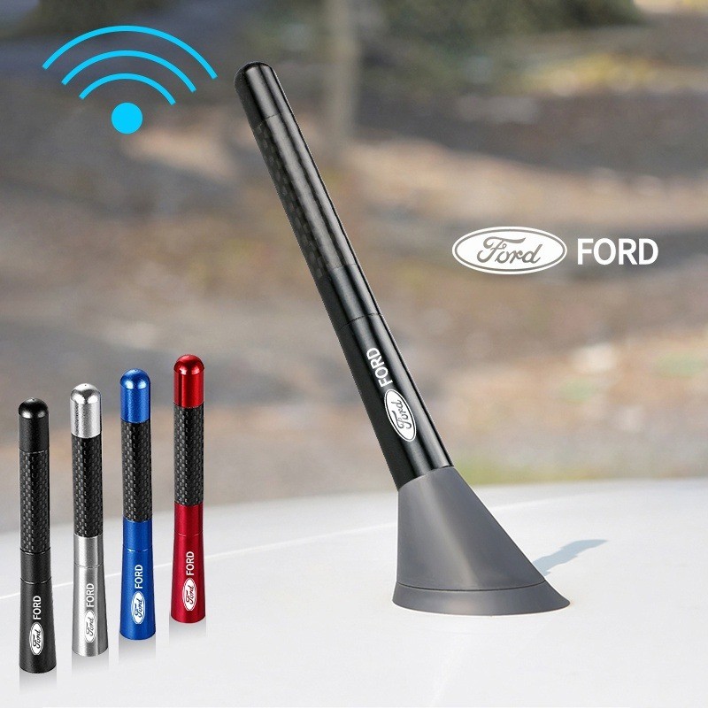 NewMetal เสาอากาศรถยนต์เปลี่ยนโลโก้รถสั้นหลังคารถเสาอากาศวิทยุสําหรับ Ford Fiesta EcoSport ESCORT Ranger Mondeo Mustang FOCUS 2 3 4 5