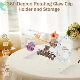 ขาตั้งอะคริลิคใส หมุนได้ 360 องศา Claw คลิป Organizer Claw คลิปผู้ถือโปร่งใส คลิปชั้นเก็บ hair claw acrylic stand
