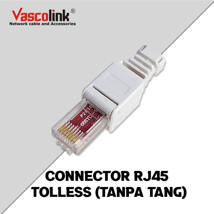 Vascolink Tolles Connector RJ45 Cat 6 UTP Connector โดยไม่ต้องจีบ