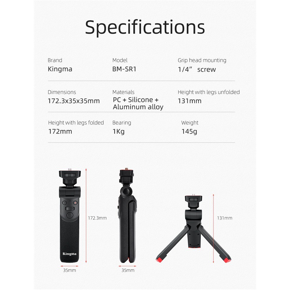 Kingma Sony Vlog Camera Grip ขาตั้งกล้องสำหรับกล้อง โซนี่ (ประกันศูนย์ 1 ปี)