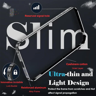 Slim อลูมิเนียมกรอบโลหะกันชนกรณีบางฝาครอบป้องกันสําหรับ iPhone 14 15 16 Pro Max Plus 13 12 17 Pro Max Air