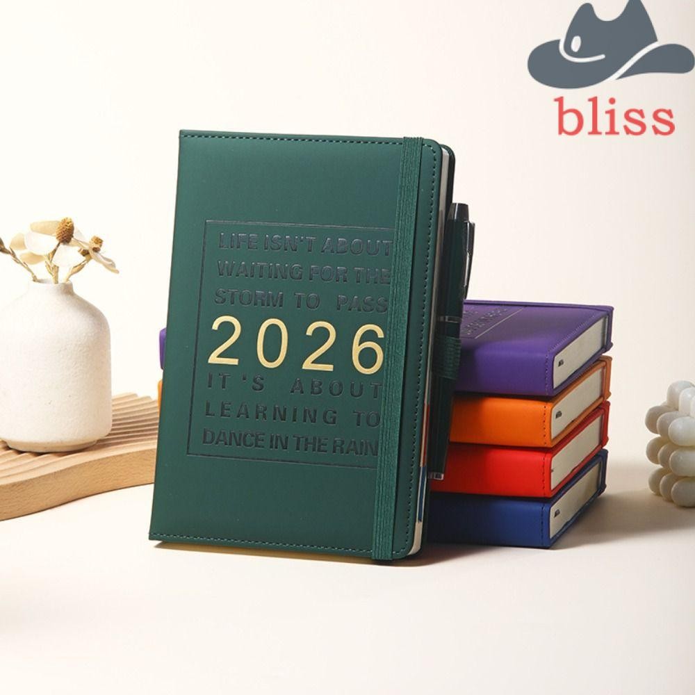 BLISS A5 สมุดบันทึกวางแผนวาระ, ที่คั่น 12 เดือน 2026 ตารางสมุดแพลนเนอร์, อาวาระรายสัปดาห์ Simple Portable กระดาษหนา To-do List Notebook Student