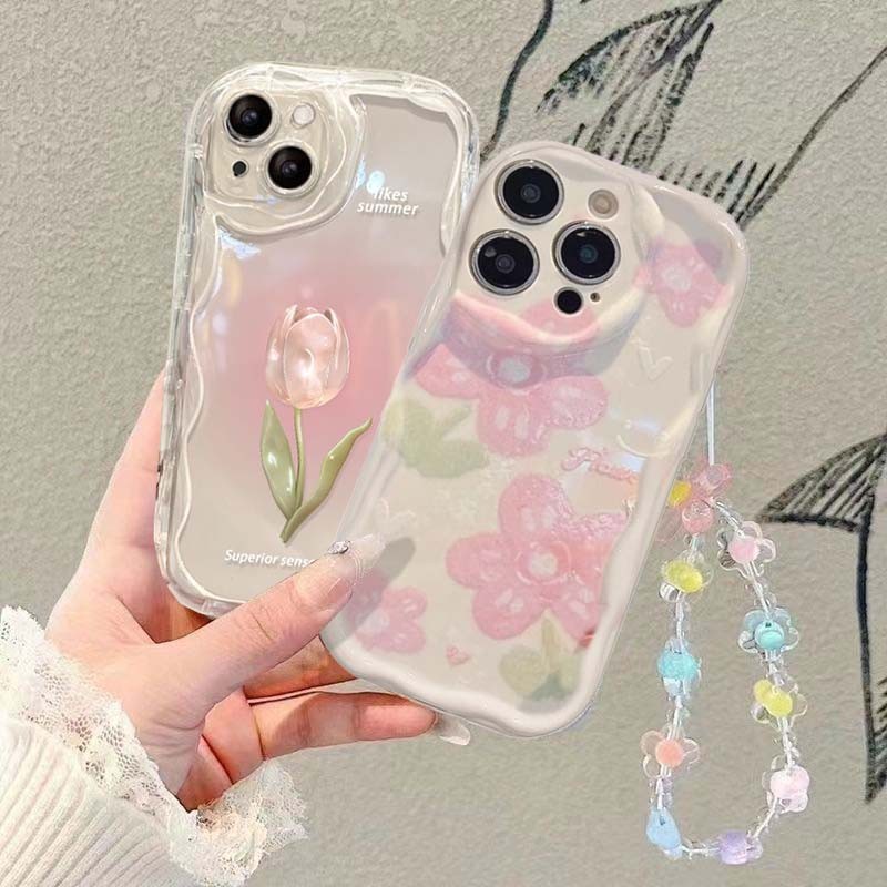 SAMSUNG เคสโทรศัพท์สําหรับSamsung Galaxy S25 S24 Ultra S22 Plus S24FEแฟชั่นดอกไม้Y2Kสร้อยข้อมือสายรั