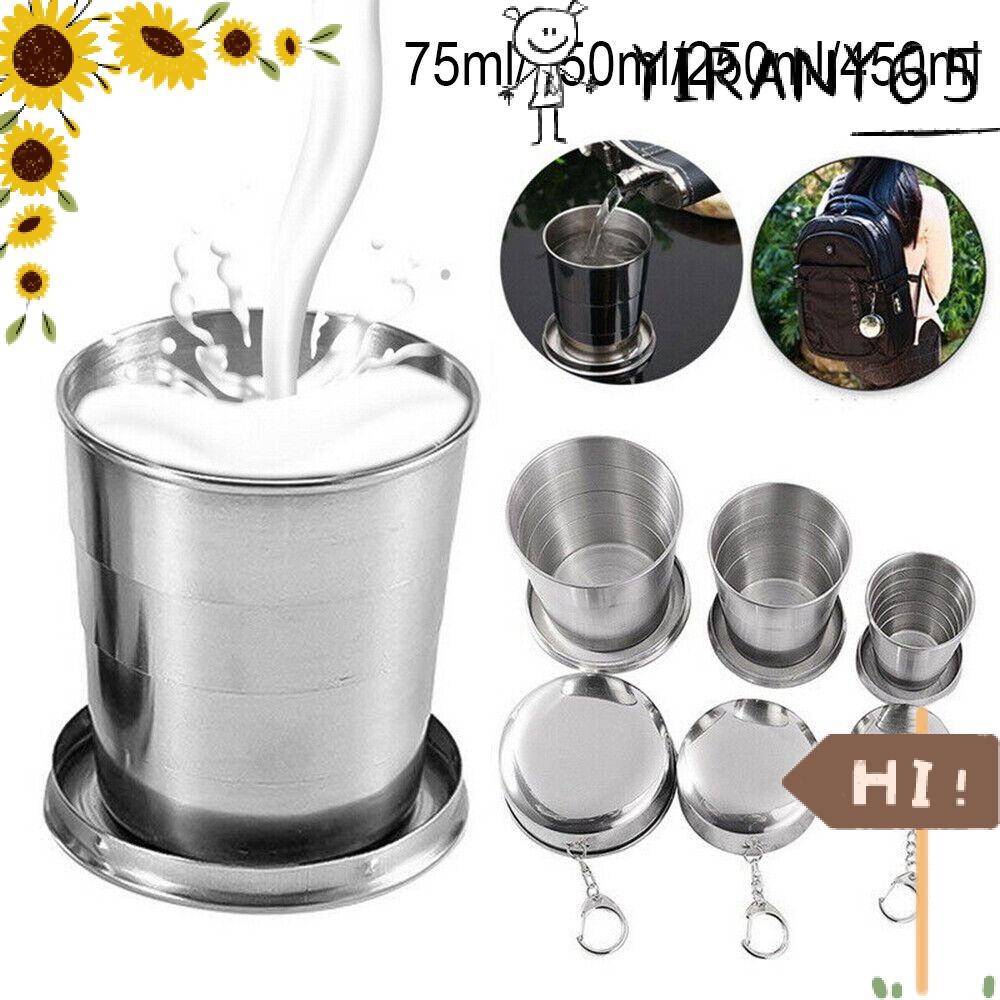 YIRAN ถ้วยพับได้พร้อมพวงกุญแจพับได้