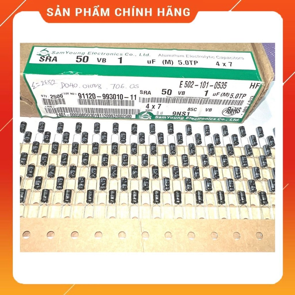 [ 20 ชิ้น ] 50V 1UF CAPACITOR Size: 4x7mm SAMYOUNG (50V1UF 1UF 50V 1UF 50V )
