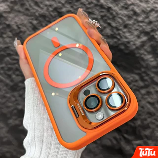 TuTu กันกระแทกโปร่งใสแม่เหล็กขาตั้งโทรศัพท์เลนส์ป้องกันหรูหราสําหรับ iPhone 17Air 17 16 14 13 12 11 15 Pro Max 16 Plus เคสโทรศัพท์