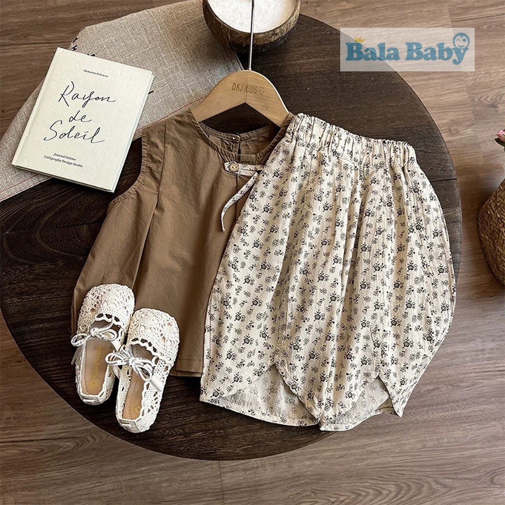 เสื้อผ้าเด็ก ชุดเซ็ตแขนกุด+กางเกงขายาวเด็กผู้หญิง แฟชั่นน่าร้อน2025 SIZE80-110 DXT252