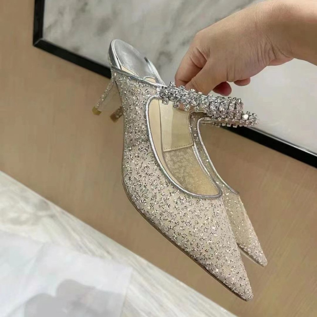 JC Home Pointed Gauze Sequined รองเท้าส้นสูงผู้หญิง 2025 รูปที่ 4