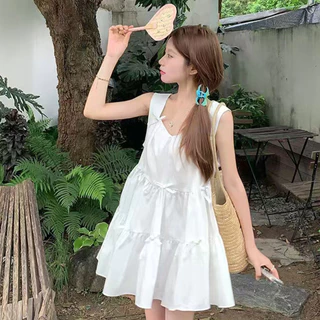 เดรสหวานเรียบง่าย เดรสโบว์จีบ ใส่แล้วดูสดใส