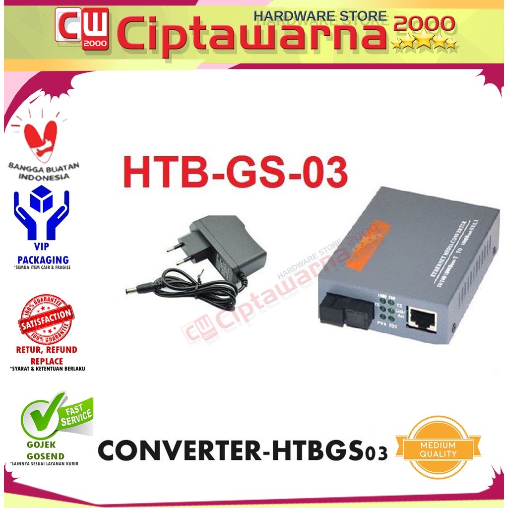 ตัวแปลงสื่อไฟเบอร์ออปติก HTB-GS-03 A+B Optical Netlink HTBS03 Giga