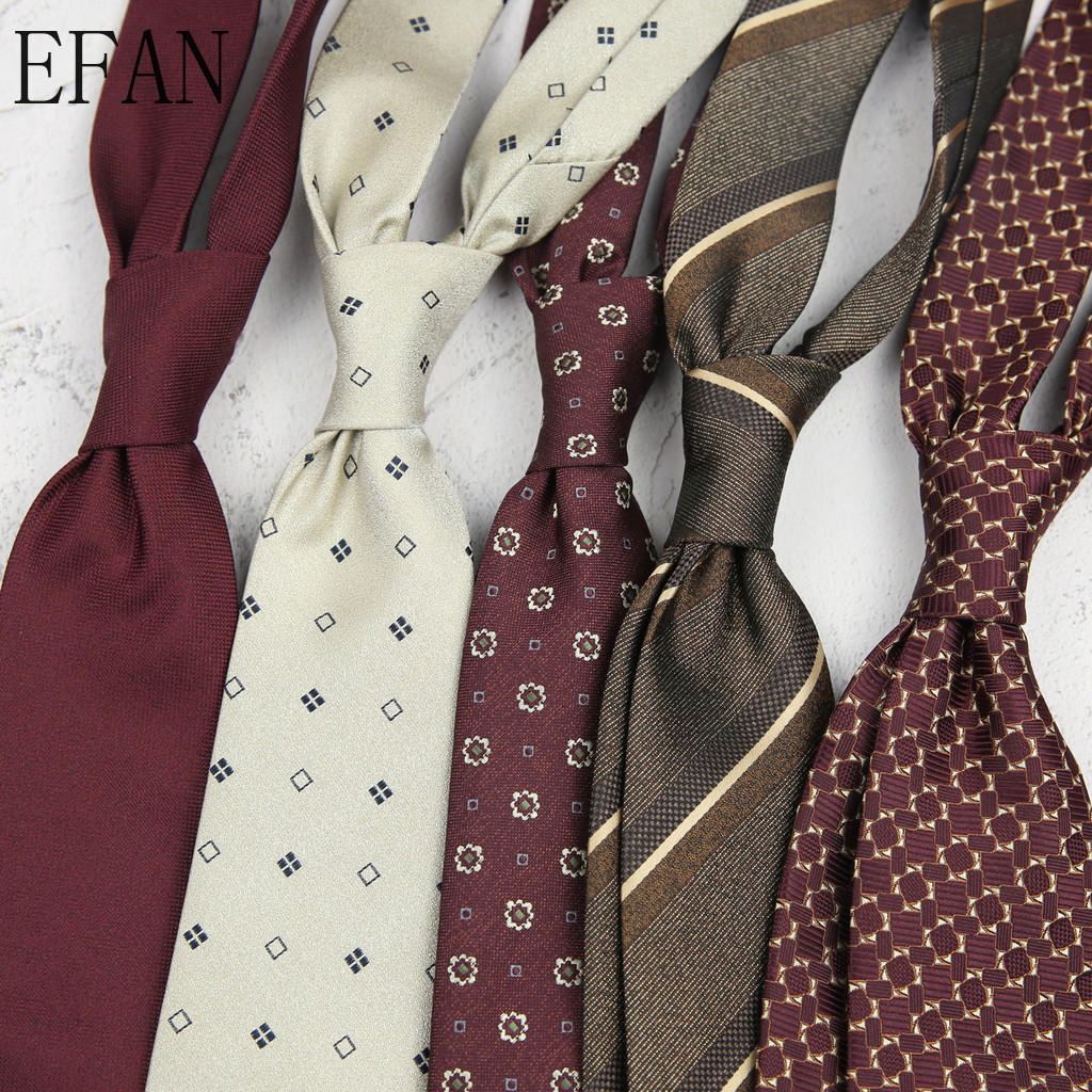 เนคไทผู้ชายสี maroon ลายจุด polka dot ทำจากโพลีเอสเตอร์ 8 ซม. jacquard สำหรับงานพิเศษและธุรกิจ