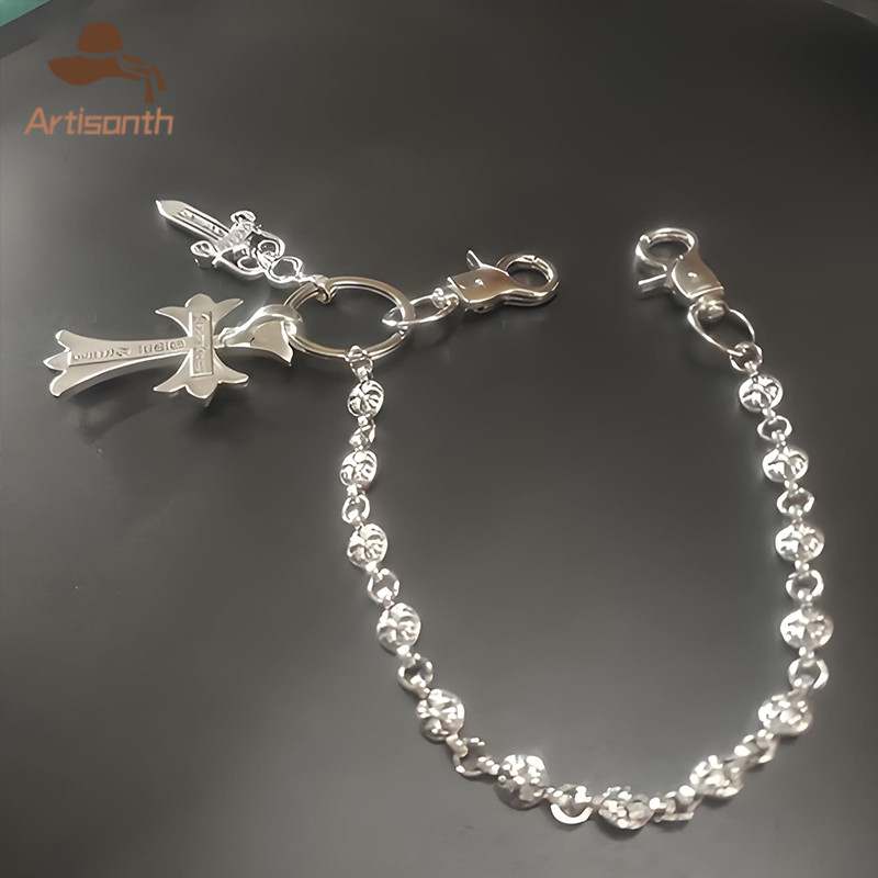 ส่งเร็ว💥เข็มขัดไม้กางเขนจี้ แนววินเทจแฟชั่น ฮิปฮอปพังก์ โกธิค กางเกงกระเป๋าโซ่แขวนดาบรอบลูกปัด อุปกรณ์เสื้อผ้า - รูปที่ 6