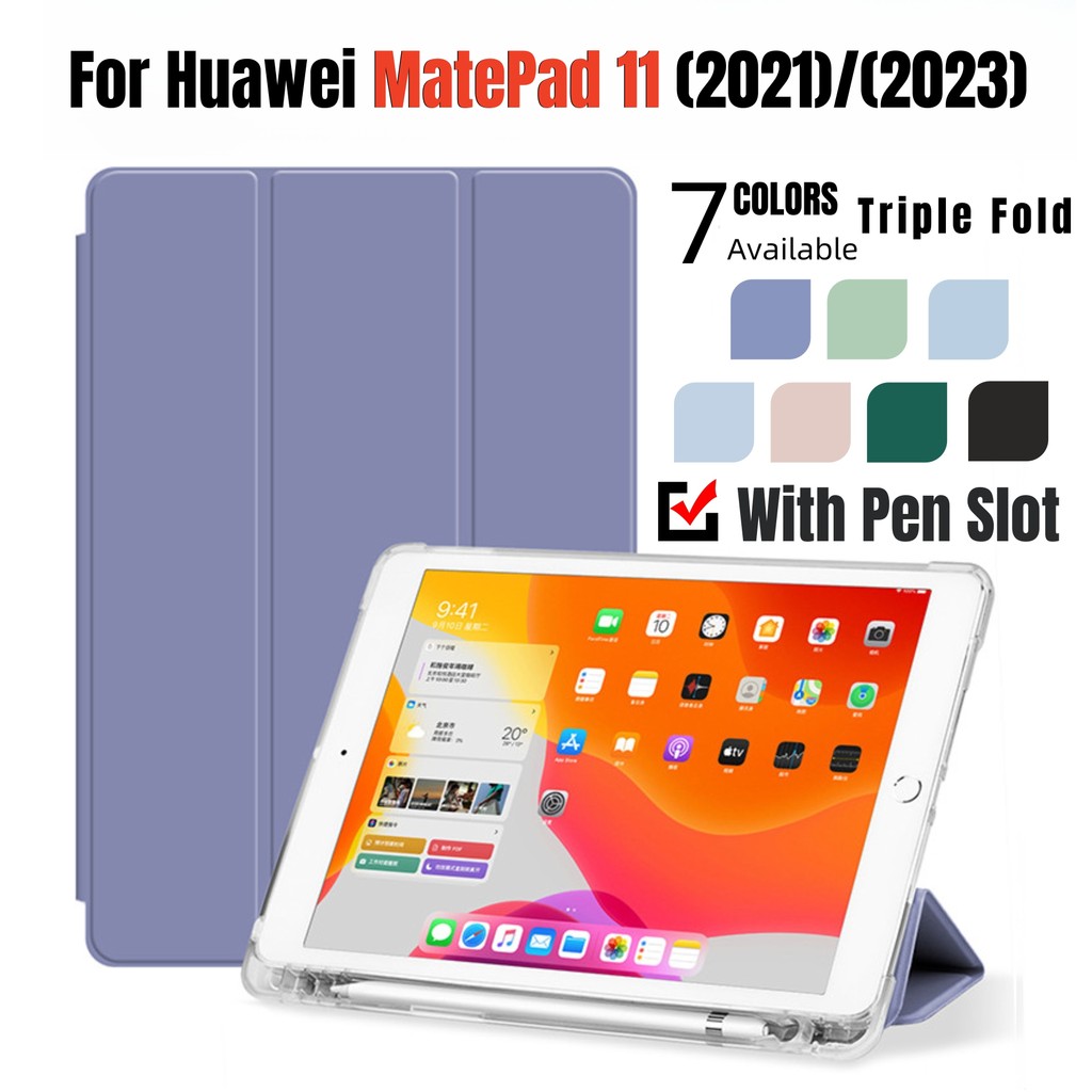 สําหรับ Huawei MatePad 11 2023 2021 DBY-W09 DBR-W10 ช่องเสียบปากกาโปร่งแสง Matte Flip Stand หนังแท็บ