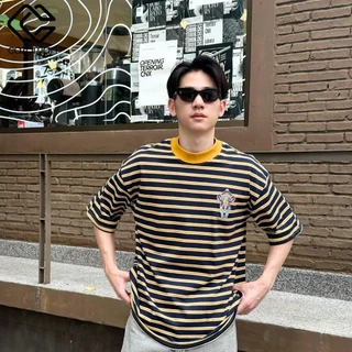 CAZAMAN เสื้อยืด OVERSIZE เสื้อยืดโอเวอร์ไซส์ เสื้อยืดแขนสั้น ผ้าฝ้ายแท้ เสื้อลาย ใส่สบาย C25672