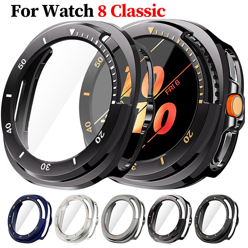 เคสป้องกันสําหรับ Samsung Galaxy Watch 8 Classic 46mm Hard PC กันชนกระจกนิรภัยฟิล์มหน้าจอ Galaxy Watch 8 Classic Cover Accessories