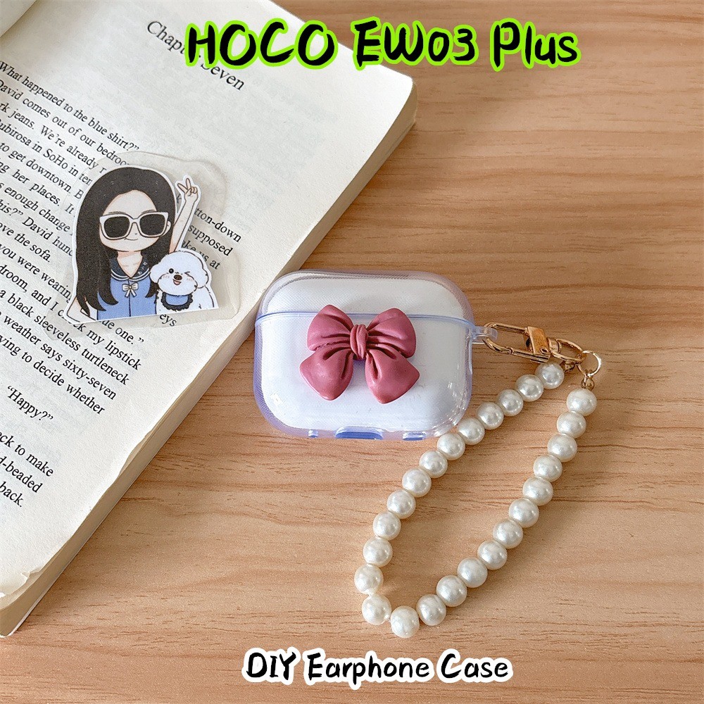 สวยงามสําหรับ HOCO EW03 Plus Case DIY Cute bowknot Soft Silicone Headphone Case Casing Cover NO.3