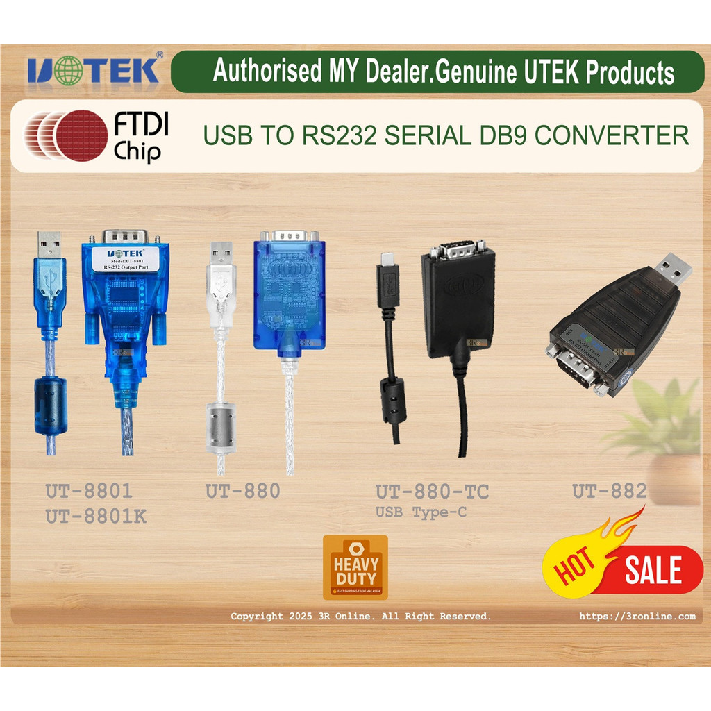 UOTEK UT- 8801 /8801K /882/ 880-TC /880 FTDI FT232 USB 2.0 ถึง Serial RS232 DB9 Converter Win XP/7/8
