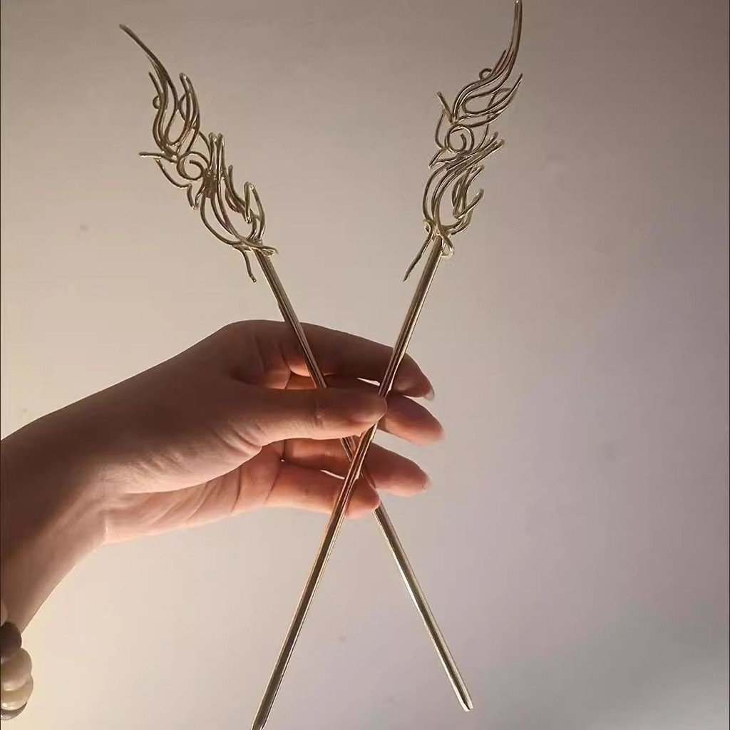 Dark Phoenix Feather Thorn Super Long Hairpin Hanfu Headdress ผมขดลวดโบราณไขลานคู่ตรงจัดแต่งทรงผม Ph