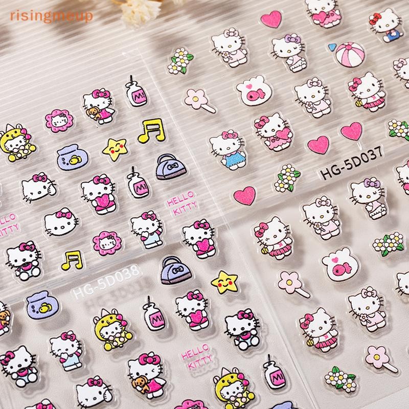 [risingmeup] 2D Pixel Style Mini Sanrios HelloKitty Nails Art Sticker Multi Expressions Cute Nail De