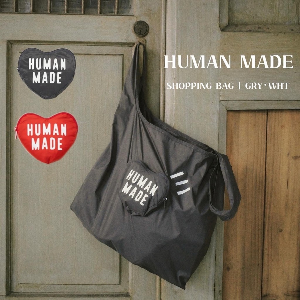 Heart HUMAN MADE กระเป๋ากันน้ําสำหรับช้อปปิ้ง