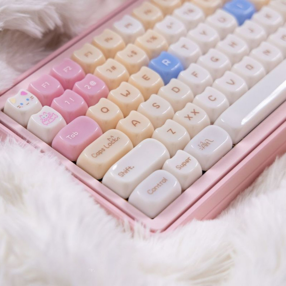 Cat Head ShapeRagdoll Keycaps 140 คีย์ MAO Profile PC UV Process Creative น่ารัก Candy Cat Keycaps A