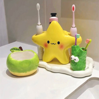 รูปดาว ชั้นวางแปรงสีฟัน ที่วางยาสีฟันเซรามิก ที่วางแปรงสีฟัน…