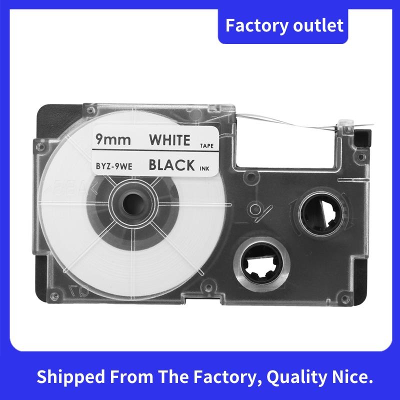 3 แพ็ค 9 มม. สีดําบน White Label Tape Label Maker ใช้งานร่วมกับ -120, -60, -100, KL750B, KL750, KL72