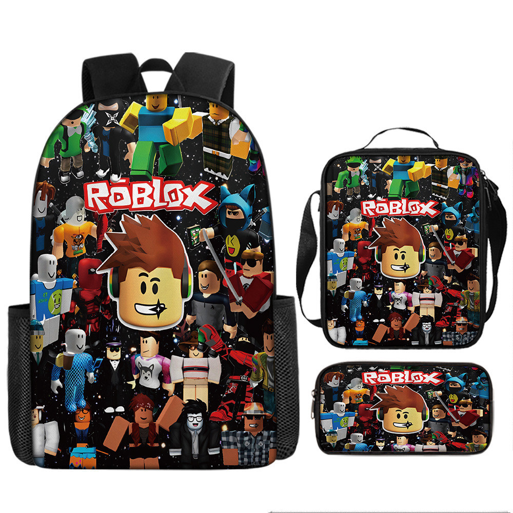 Roblles ROBLOX กระเป๋าเป้สะพายหลังยุโรปอเมริกันวินเทจการ์ตูน ชุดสามชิ้น