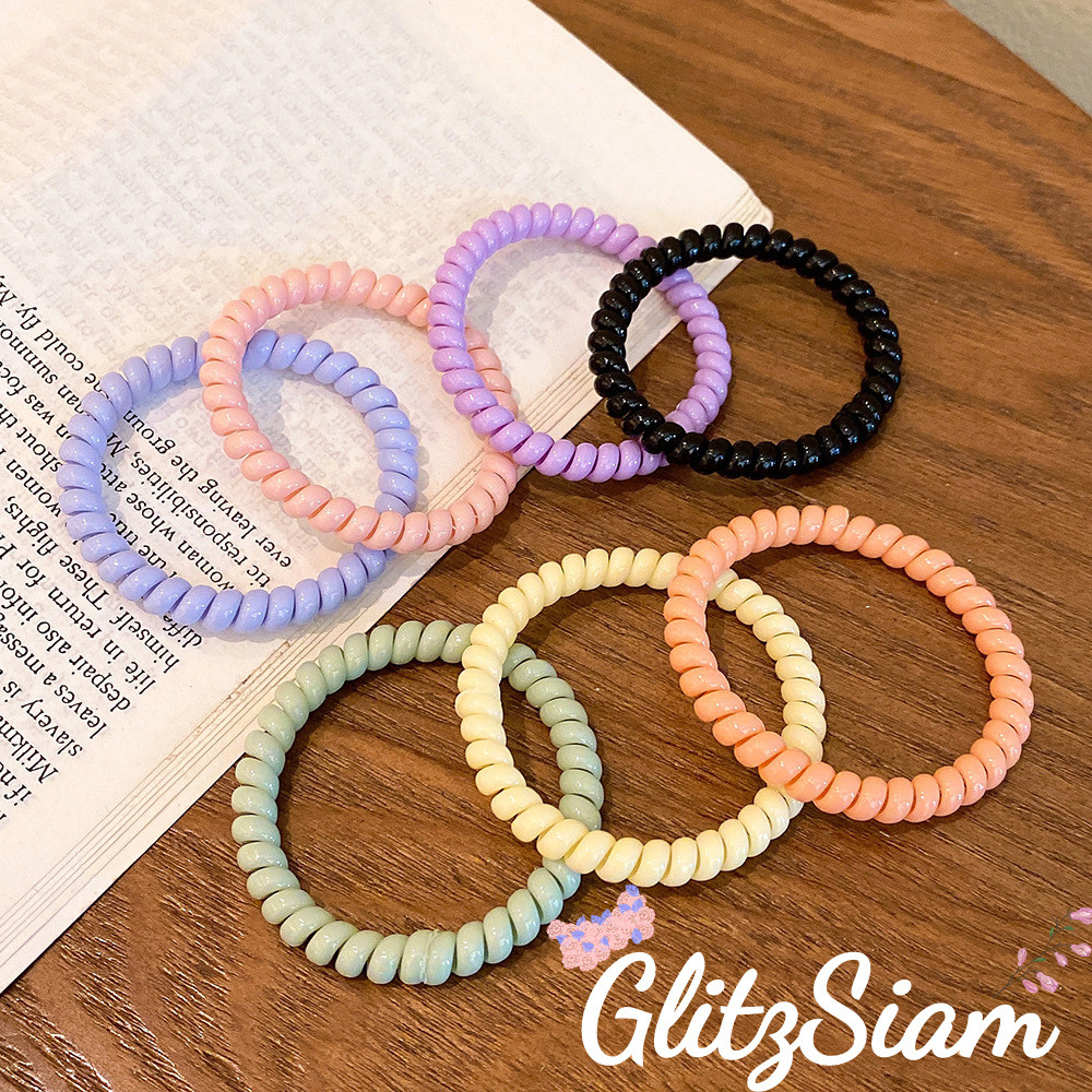 GlitzSiam🌸🌸ยางรัดผมสีสันสดใส พร้อมส่งจากไทย dopamineยางมัดผมความเรียบง่าย ที่คาดผมแบบสายโทรศัพท์