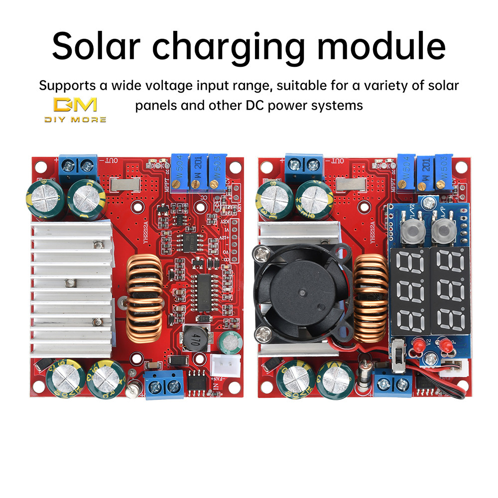 DIYMORE DC 6-50V 15A MPPT แรงดันไฟฟ้าคงที่คงที่ Boost โมดูลชาร์จ Synchronous Rectifier โมดูลชาร์จพลังงานแสงอาทิตย์ปรับแหล่งจ่ายไฟ