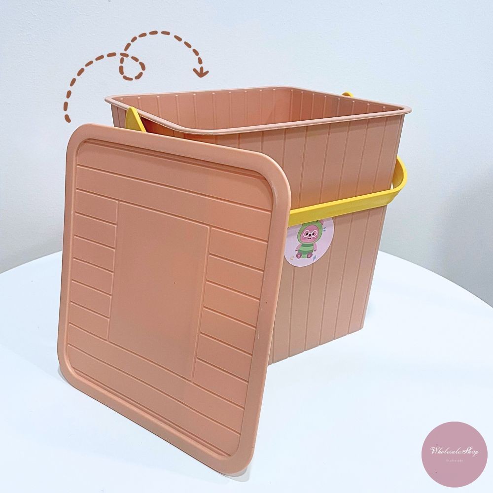 ถังเก็บของ ถังจัดระเบียบ ถังพลาสติกใส่ของอเนกประสงค์ กันน้ำ กันฝุ่น ถือจับสะดวก มีหูหิ้ว พร้อมฝาปิด - รูปที่ 3